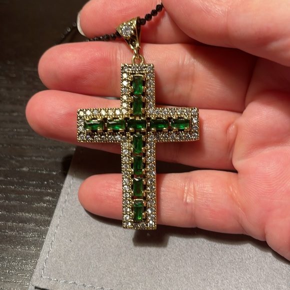 Silver chain set with emerald stones - Picture 6 of 8